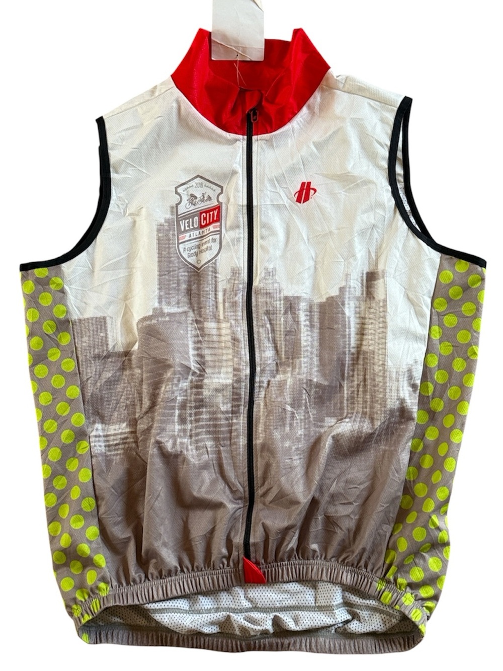 VELO CITY DOWNTOWN ATLANTA BRAND NEW CYCLING WIND VEST MULTICOLORED SIZE XL